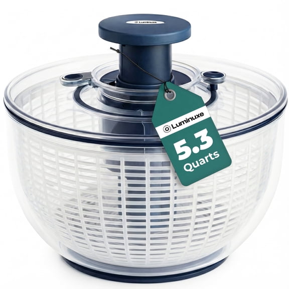 Luminuxe Rotary Handle Salad Spinner with Lid and Strainer, One-Handed Use, Built-in Draining System