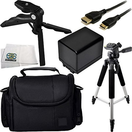 Essential Accessory Kit for Canon Vixia HF M50, M52, M500, R30, R32, R40, R42, R50, R52, R300, R400, R500. Includes Replacement BP-727 Battery + Full Size Tripod + Pistol Grip/Table Top Tripod +