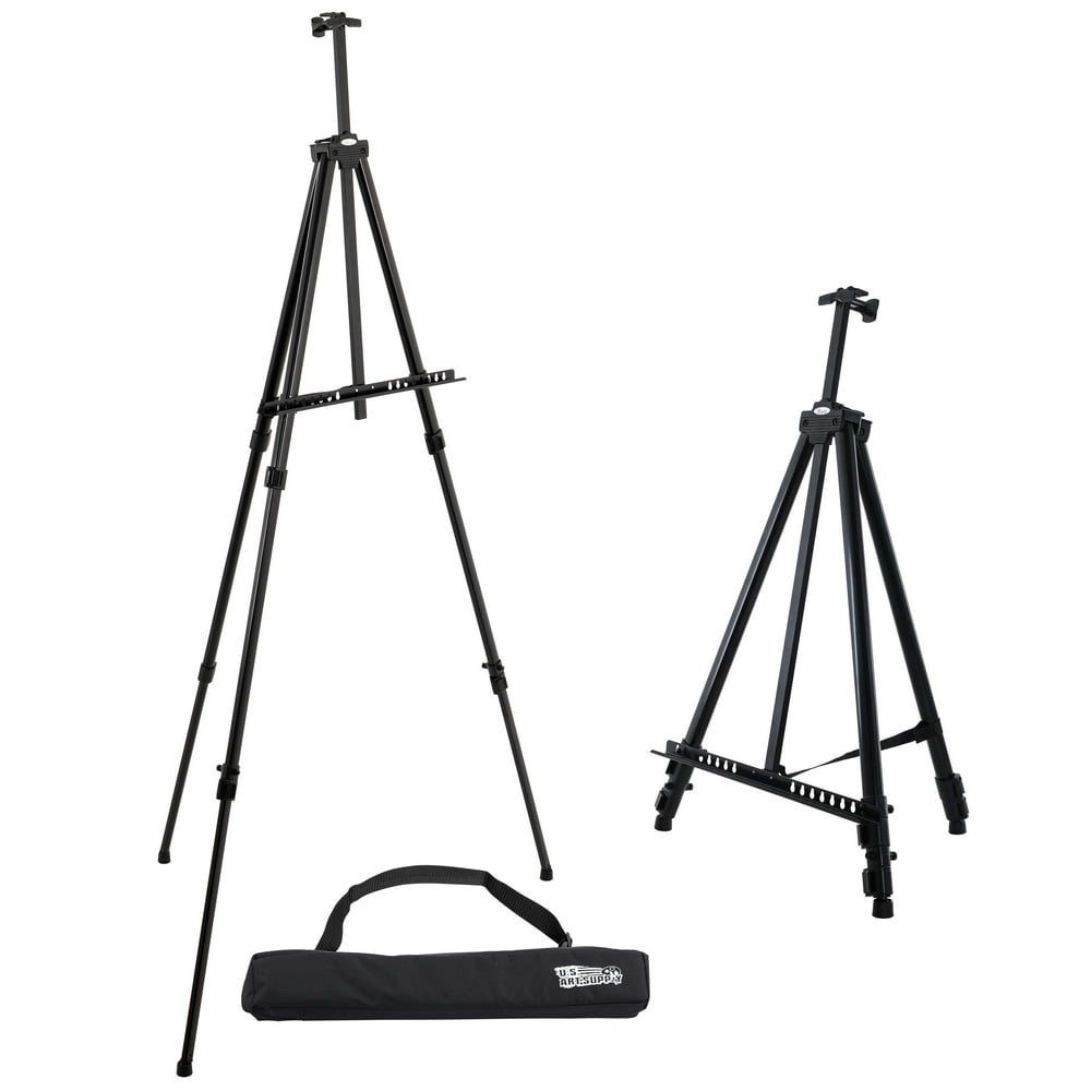 U.S. Art Supply 84" High XL Aluminum Easel, Black Tripod Artist Field