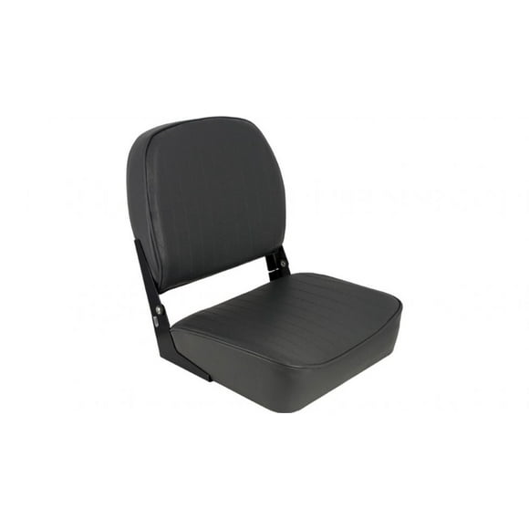 Springfield Marine Boat Seat 1040624 Passenger Seat; High Back Seat; Non-Adjustable; Foldable; Charcoal; Injection Molded Plastic Seat With Foam Cushion; Without Headrest; With Strap