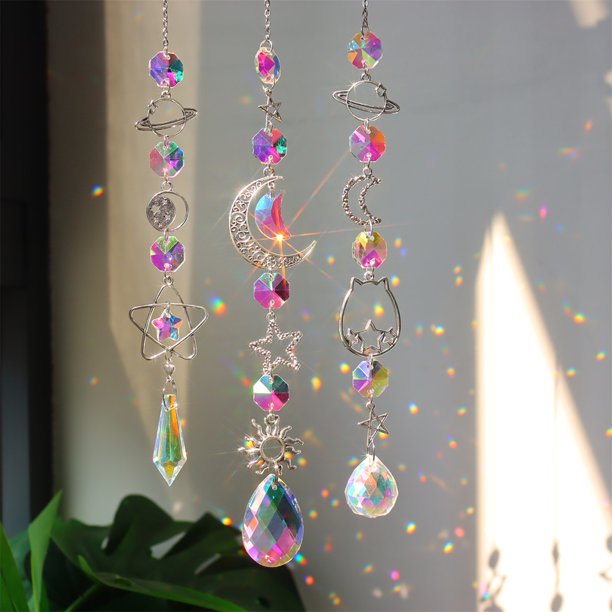 Crystal Wind Chime Prisma Catchers Ornamento Cortina Jardín Colgante (4pcs) Wdftyju Para estrenar