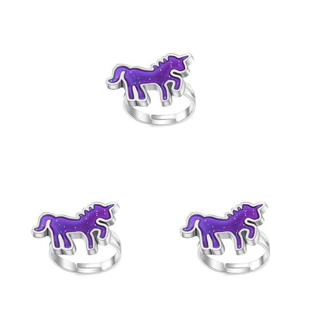 Minnieouse Anillos de humor termocrómico unicornio no fácil de romper moda Retro temperatura cambiable joyería fiesta pequeño dinosaurio Type1 NO1