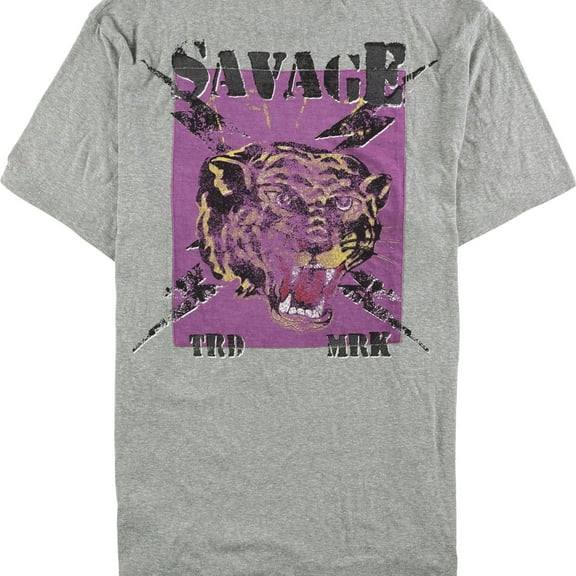 Buffalo David Bitton Mens Savage Graphic T-Shirt, Grey, X-Large