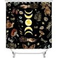 thumbnail image 4 of Celestial Boho Shower Curtain Sets 4-Piece Waterproof Polyester 72x72 Inch, Green Moth & Moon Phase Design with Non-Slip Bath Mat, Nature Inspired Bathroom Decor Includes 12 Hooks​, 4 of 7