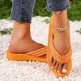 thumbnail image 4 of BADHUB Women's Casual Non slip Flat Bottom Flip Flops Comfortable Soft Bottom Summer Vacation Flat Flip Flops Orange 37, 4 of 6