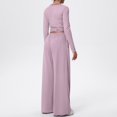 thumbnail image 4 of choiix Womens 3 Piece Athleisure Set with V Neck Wrap Top and Wide Leg Pants Versatile Lounge Tracksuit Matching Sweat Suit S, 4 of 4