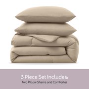 Virtu Comforter Sets, All Season Lightweight Solid Queen Comforter Set, 3-Pc Bedding Sets, Sand