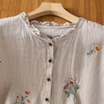 thumbnail image 6 of TEAJOPSUU Womens Loose Tank Tops Cute Floral Embroidery Ruffle Trim Sleeveless Blouse Round Neck Button Front Solid Color Shirt for Summer Daily Wear Khaki, 6 of 8
