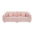 thumbnail image 6 of 86.6-Inch Compact Teddy Fleece Pink Sofa with 4 Throw Pillows & Hardware Feet - Space-Saving Apartment Bedroom Seating, 6 of 9