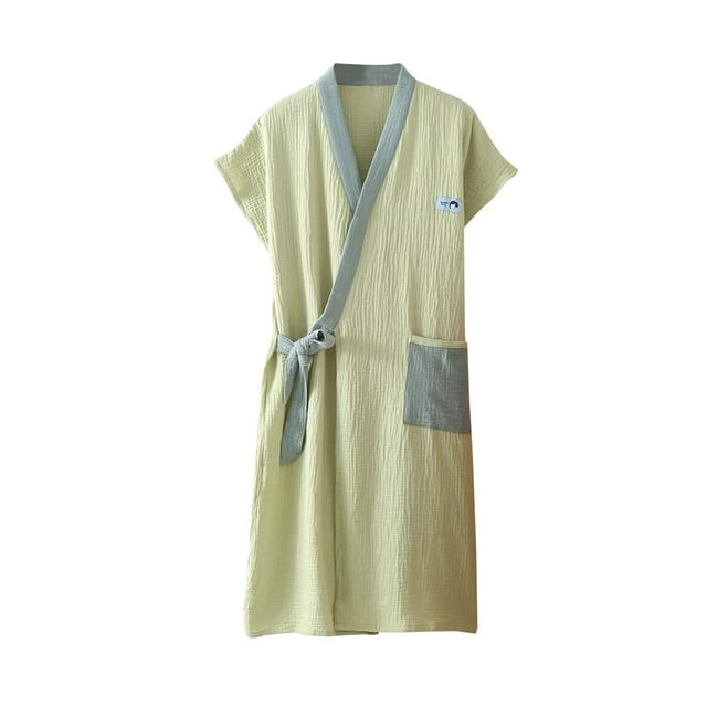LOVZFMLL Peignoir à Col Châle pour Hommes et Femmes, Confortable, Manches Courtes, Unisexe, avec Poches