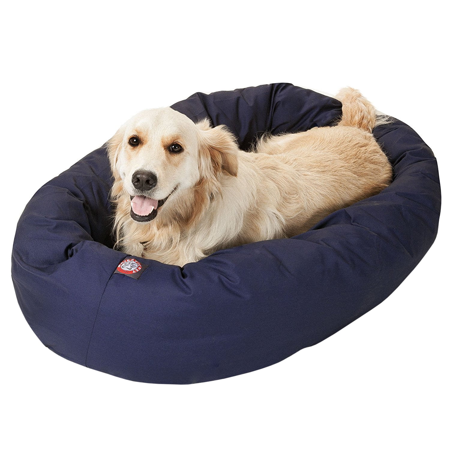 Majestic Pet Solid Poly/Cotton Bagel Dog Bed Spine Support Bolster Machine Washable