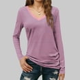 thumbnail image 6 of Tauxra Womens Long Sleeve V Neck Top with Striped, Slimted Casual Shirt, Soft Stretch Knit Fabric, Drape Hem for Versatile Everyday Wear, 6 of 7