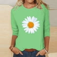 thumbnail image 4 of Green Womens Tops Women's Round Neck Printed Seven Sleeve Casual T Shirt Top Shirts for Women, 4 of 5