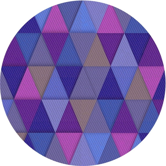 Ahgly Company Indoor Round Patterned Blue Violet Purple Area Rugs, 4' Round