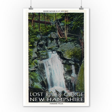 White Mountains, NH - Lost River, View of Paradise Falls (9x12 Art Print, Wall Decor Travel