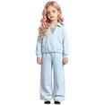 thumbnail image 6 of HAYIMI Girls Two Piece Long Sleeve Lapel Collar Sweatshirt And Pants Kids Playful Casual Outfit Sets Cozy Button Closure Everyday Wear Breathable Clothes Sets, 6 of 6