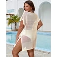 thumbnail image 5 of Drvitor Plus Size Swimsuit Cover Up for Women V-Neck Short Sleeve Crochet Tops Casual Loose Beach Swim Cover Up with Side Split, 5 of 8