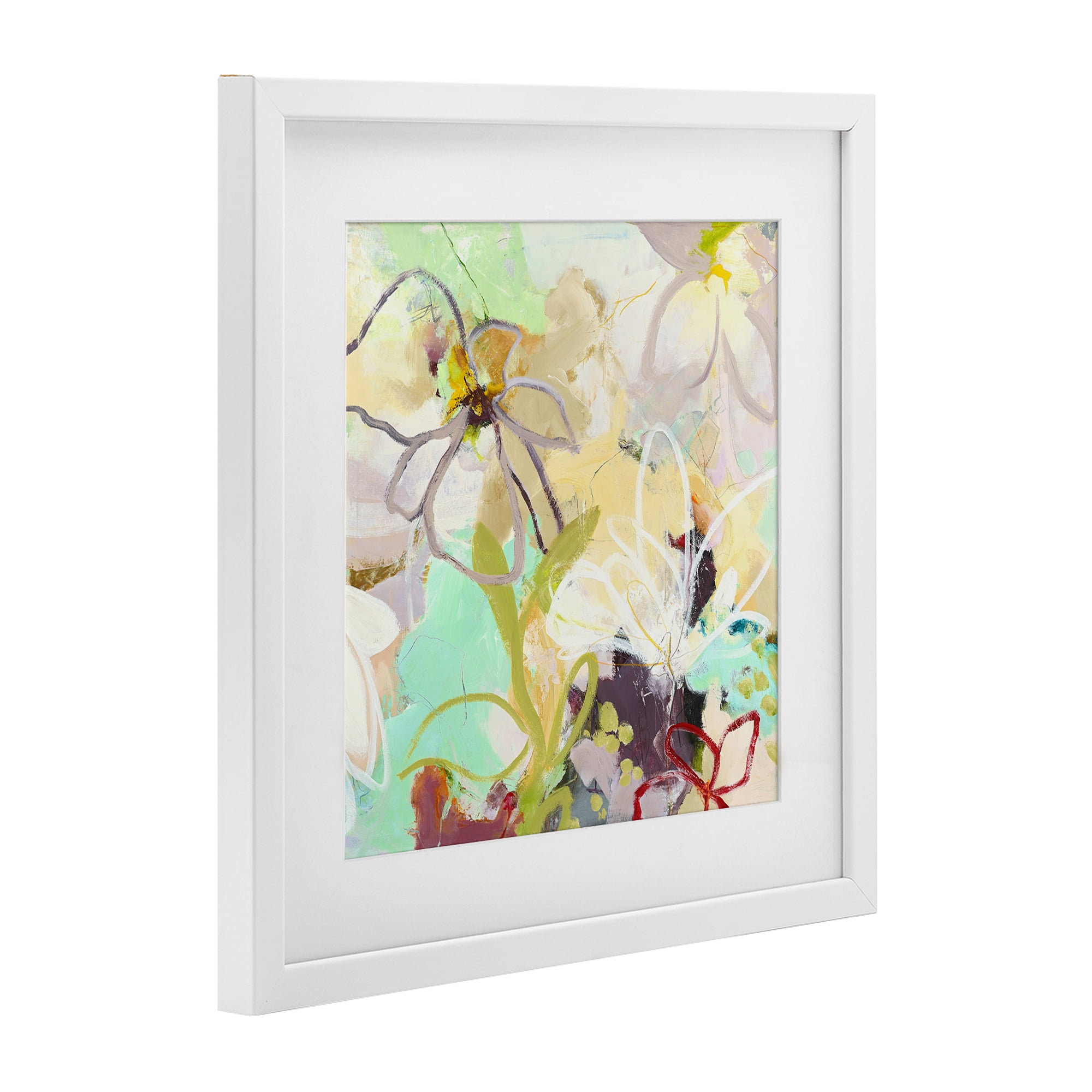Last Days Of Spring Abstract White Framed Print Under Glass, design by Design Fabrikken