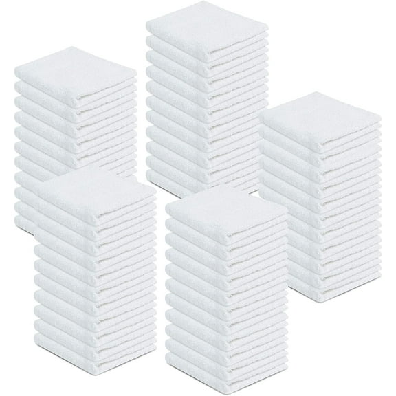 ZUPERIA 100% Cotton Cleaning Cloths Pack of 100 (12 x 12 Inches) White Cotton Terry Towels Bar Rags White Bar Towels, Multipurpose High Absorbent Terry Towels for Cleaning Auto Detailing Painting