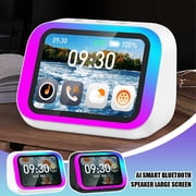 Bluetooth Speaker Alarm Clock - Large Screen Display, FM Radio, Hands-Free Call, Custom Wallpaper, 2000mAh Battery
