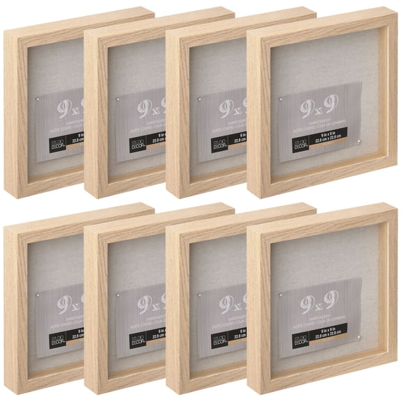 8 Pack: Blonde 9" x 9" Belmont Shadow Box by Studio Decor