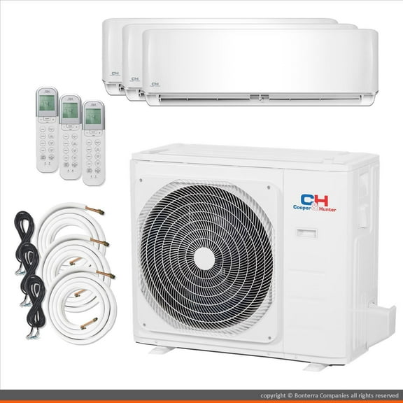 Cooper Mini Split System Ductless AC Heat Pump 12000 18000 18000 Multi 3 Zone 22.4