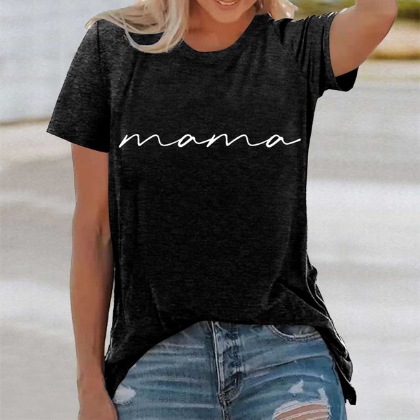 MKLEKYY Playeras Camisetas Casuales De Moda Para Mujer, Con Cuello Redondo, Estampadas, De Verano, De Manga Corta, Holgadas E Informales Talla M