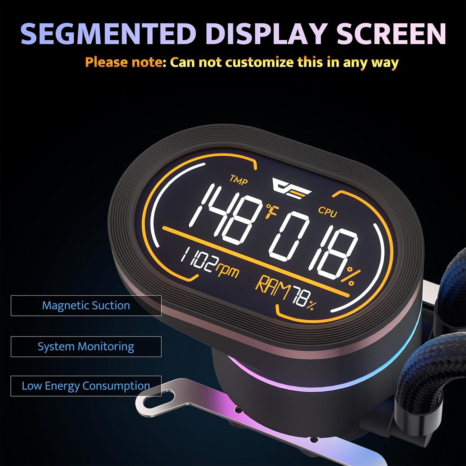 darkFlash DF-DH360D-BK DH360D, 360mm AIO Liquid CPU Cooler w/ Display Screen, ARGB PWM Fans, Intel & AMD Support- Black