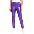 thumbnail image 2 of Bixock Girls Shiny Metallic Leggings High Waist Dance Pants with Pockets Kids Soild Color Soft Casual Yoga Pant Performance Activewear Girls Clothings Size 5-6Years, 2 of 6