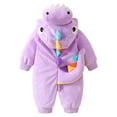 thumbnail image 3 of GiLiling Baby Dinosaur Costume Halloween Cute Hooded Onesie Outfit Toddler Boys and Girls with Colorful Spikes and Plush Tail (Purple, 1-3 Months), 3 of 9
