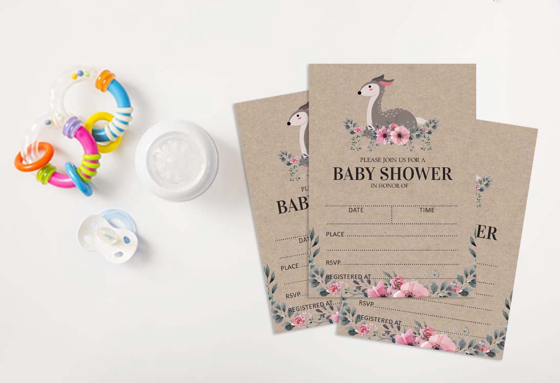 Inkdotpot 30Jungle Animals Baby Shower Rustic Invitation Cards Its a Boy Its a Girl Fill In Blank Invites