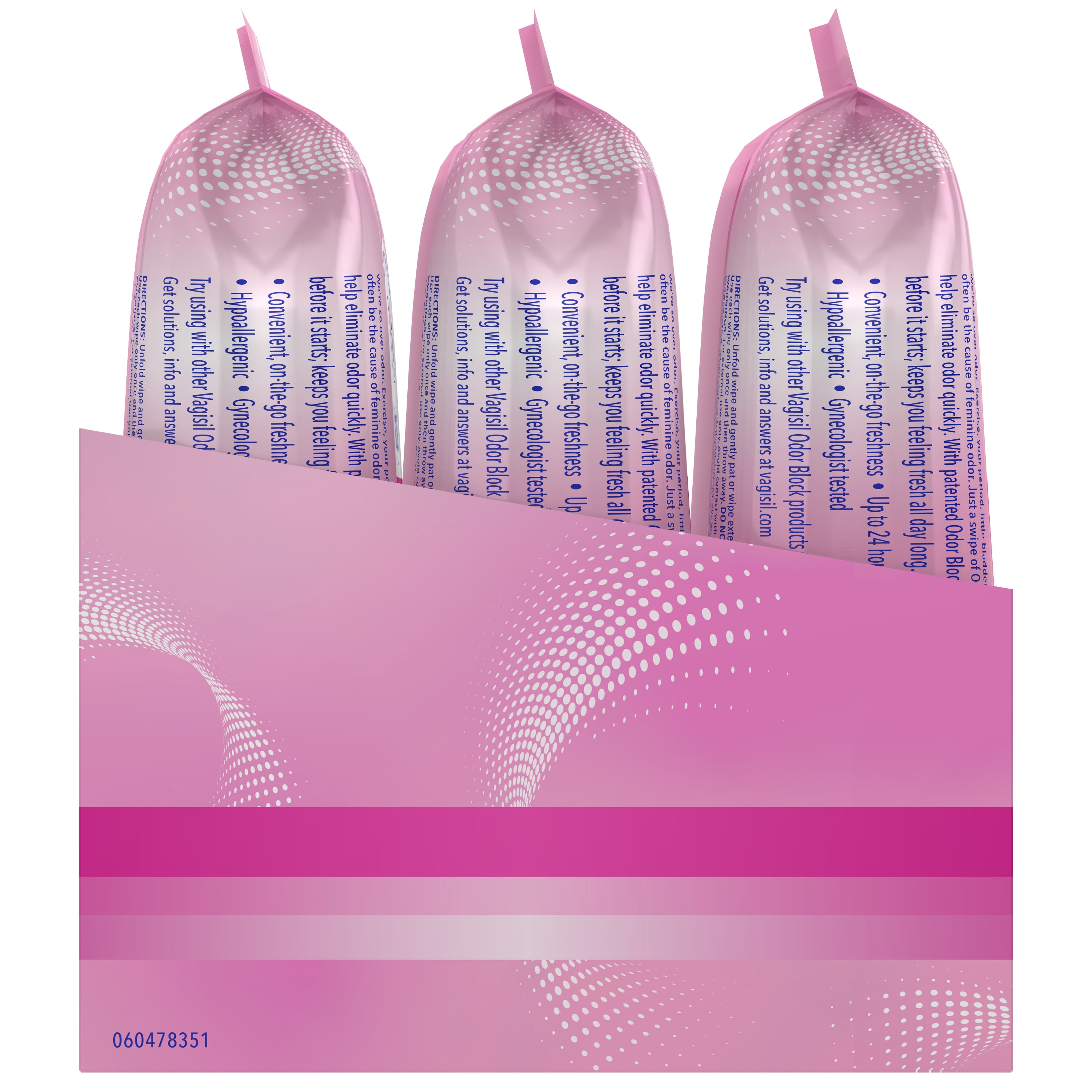 (2 pack) Vagisil Odor Block Daily Freshening Feminine Wipes, 20 Count in a Resealable Pouch, 3 Pack