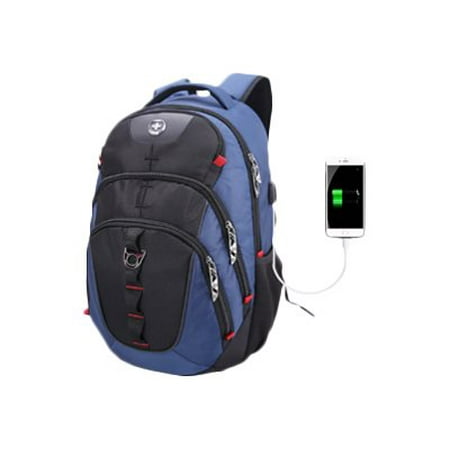Swissdigital Vector Business Travel Laptop Backpack (Unisex) with Smart USB Charging Port Fits 15.6 inches laptops, Blue (SD-803)