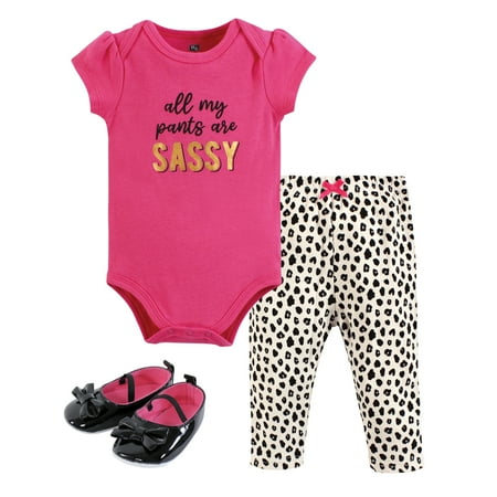 

Hudson Baby Infant Girl Cotton Bodysuit Pant and Shoe Set Sassy Pants 9-12 Months