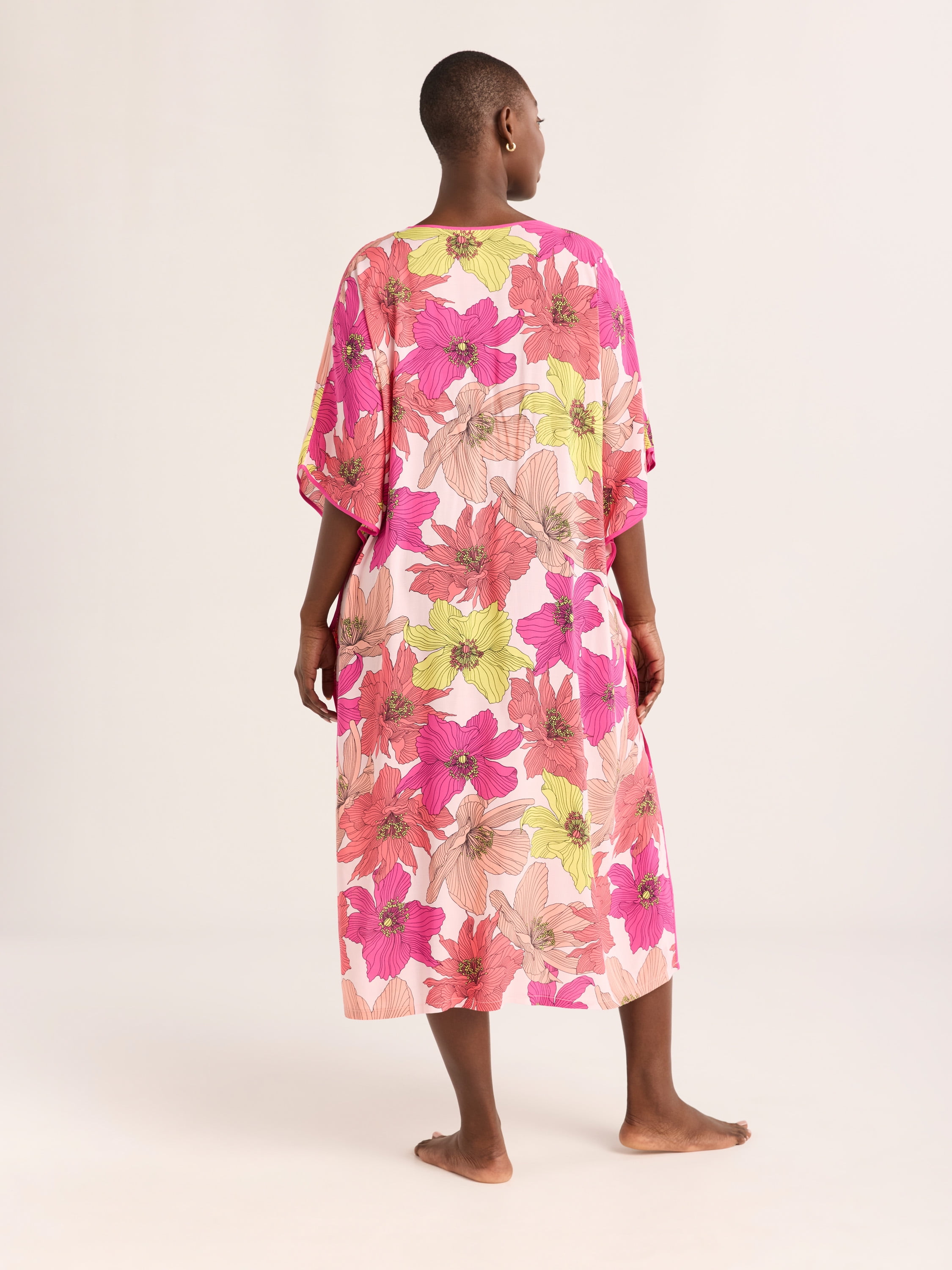 Joyspun Women’s Sleepwear Woven 46” Caftan Nightgown, S-4X