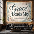 thumbnail image 6 of Grace Leads Me Faith Text with Floral Frame Serene Vintage Style for Spiritual Decor Lovers Inspirational Faith Wall Art Mother's Day Gift Tapestry Wall Hanging for Bedroom Living Room, 6 of 7
