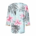 thumbnail image 4 of Xuyuer Women's Printed V-Neck 3/4 Sleeve Blouse, Loose Fit Casual T-Shirt Top for Spring and Summer Outfits, 4 of 5