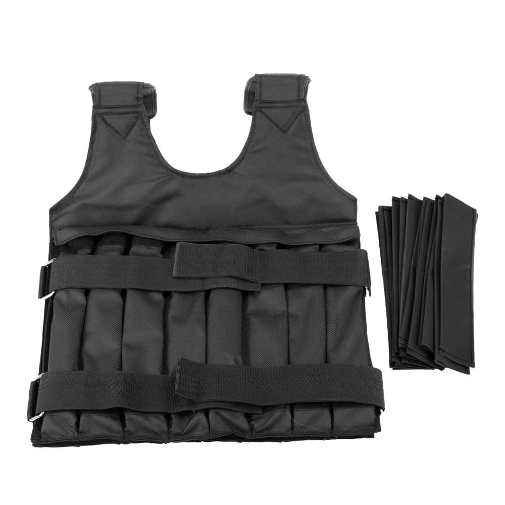 Riousery Adjustable Weighted Vest 44 lbs / 20kg Max Load Weight Jacket for Boxing Training Fitness Exercise Workout Waistcoat with 16 Empty Pouches Black