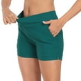 thumbnail image 5 of HDE Chino Shorts for Women, Elastic High Waisted Casual Shorts, Teal - L, 5 of 7