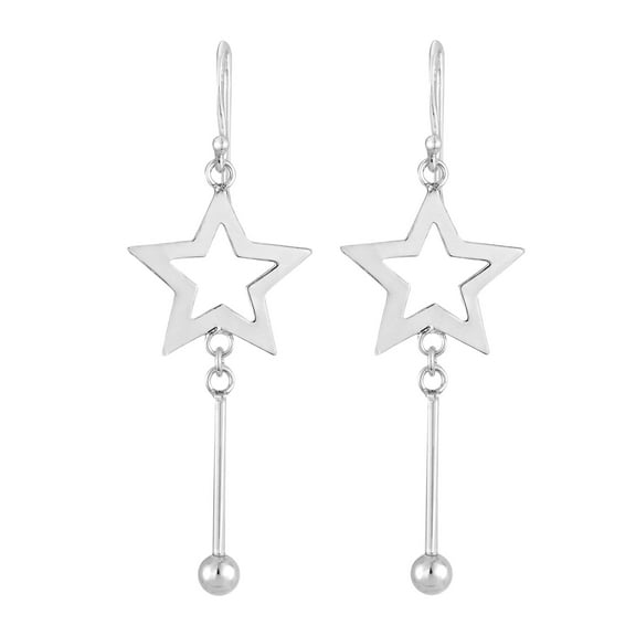 Cosmic-Inspired Sterling Silver Celestial Stars Dangle Earrings