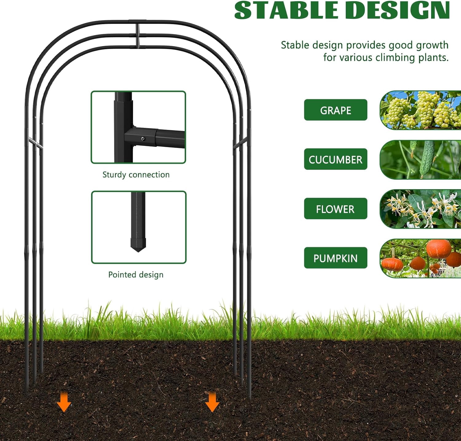 Slsy 3 in 1 Galvanized Raised Garden Bed with 85in Tall Arch Trellis for Climbing Vegetables Flowers Herbs, Metal Raised Garden Bed Kit with Trellis, Plant Ties, Climbing Supporting Netting