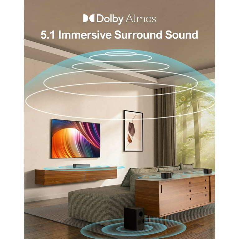 ULTIMEA 5.1 Dolby Atmos Sound Bar, 410W Surround Sound Bar for TV with  Wireless Subwoofer, 3D Surround Sound System, Surround and Bass Adjustable  Home