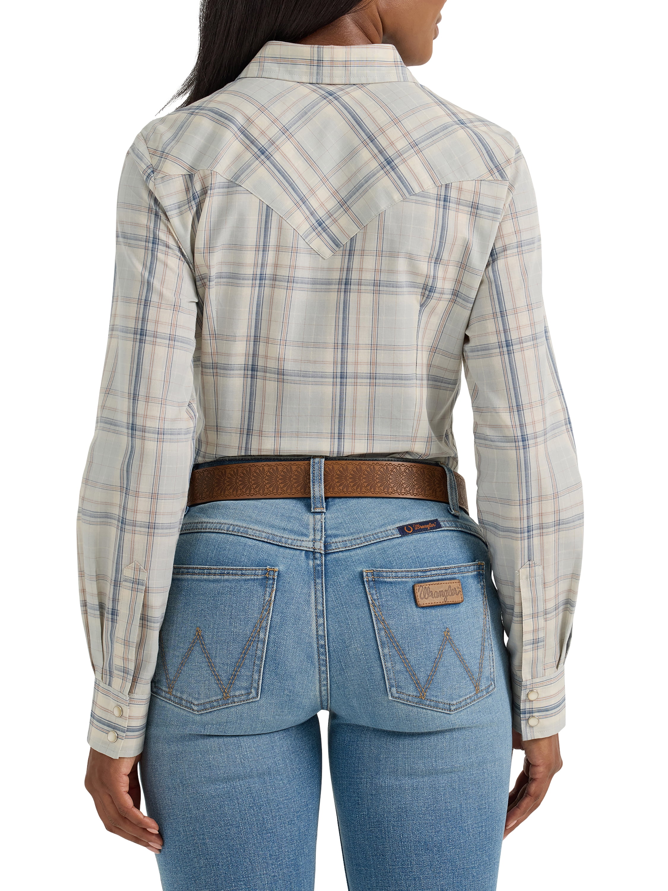 Wrangler® Women's Long Sleeve Western Snap Plaid Shirt, Sizes S-3XL