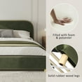 thumbnail image 6 of Queen Size Platform Bed with Plush Velvet Fabric, Curved Thick Padded Headboard, Upholstered Bed Frame with Wood Slats for Bedroom, Olive Green, 6 of 11