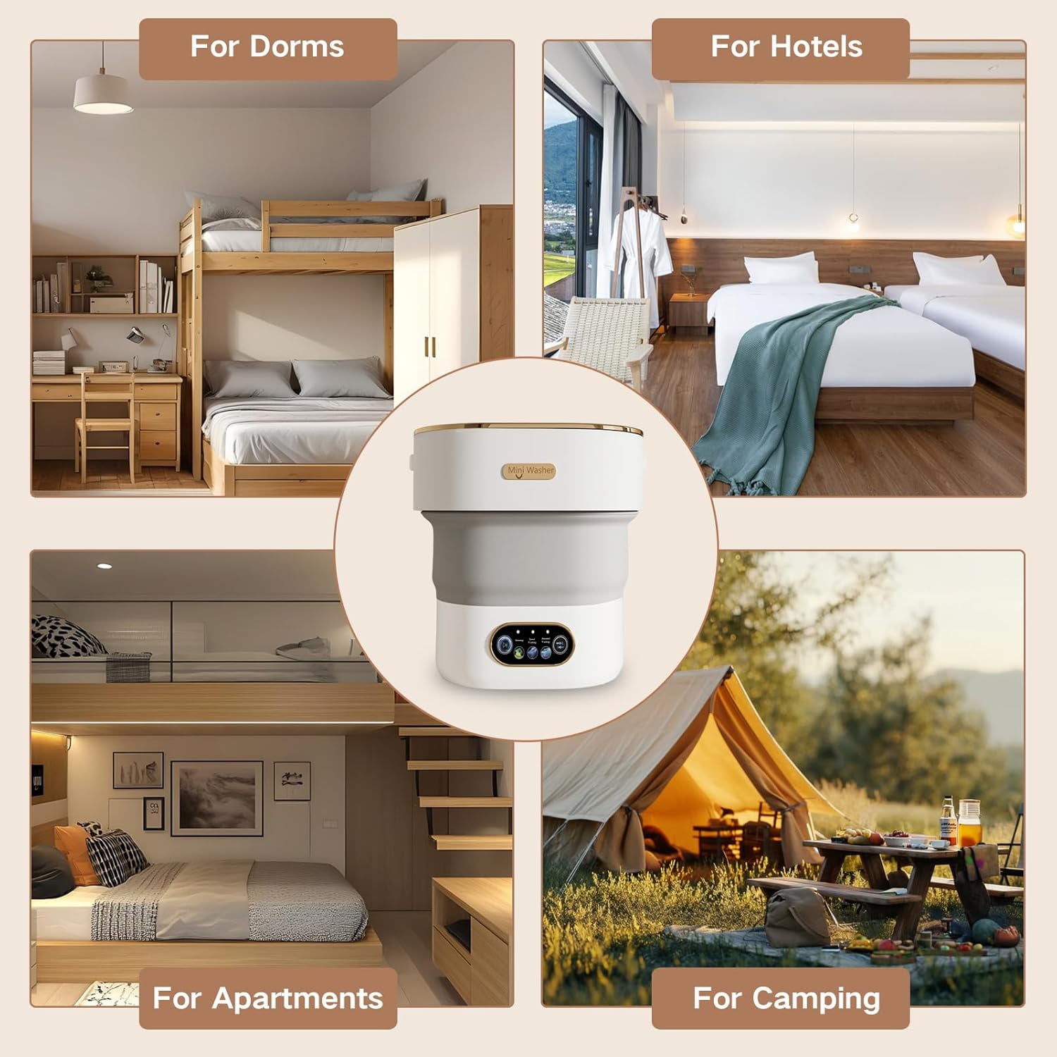 Portable Washing Machine, 13L Baby Clothes, Underwear, Small Items Washer, 3 Cleaning Modes, Low Noise, Ideal for RV Travel, Hotels, Homes, Camping