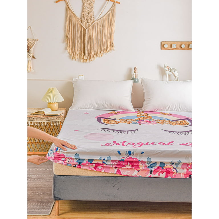 Move Over Purple Unicorn Single Fitted Sheet King, Eyelash Sheet