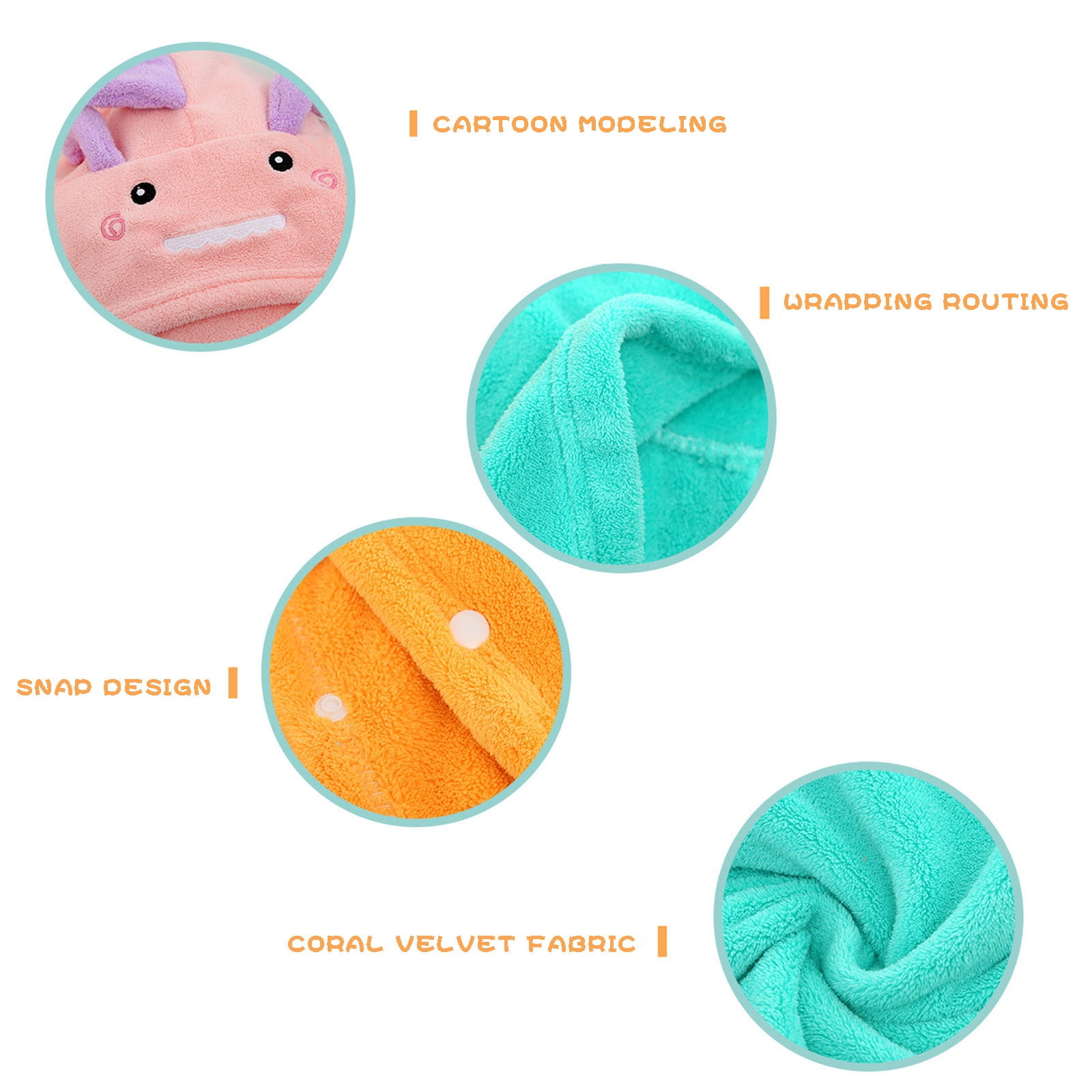 Kids Bath/Pool/Beach Hooded Poncho TowelCartoon Animal Pattern Cotton