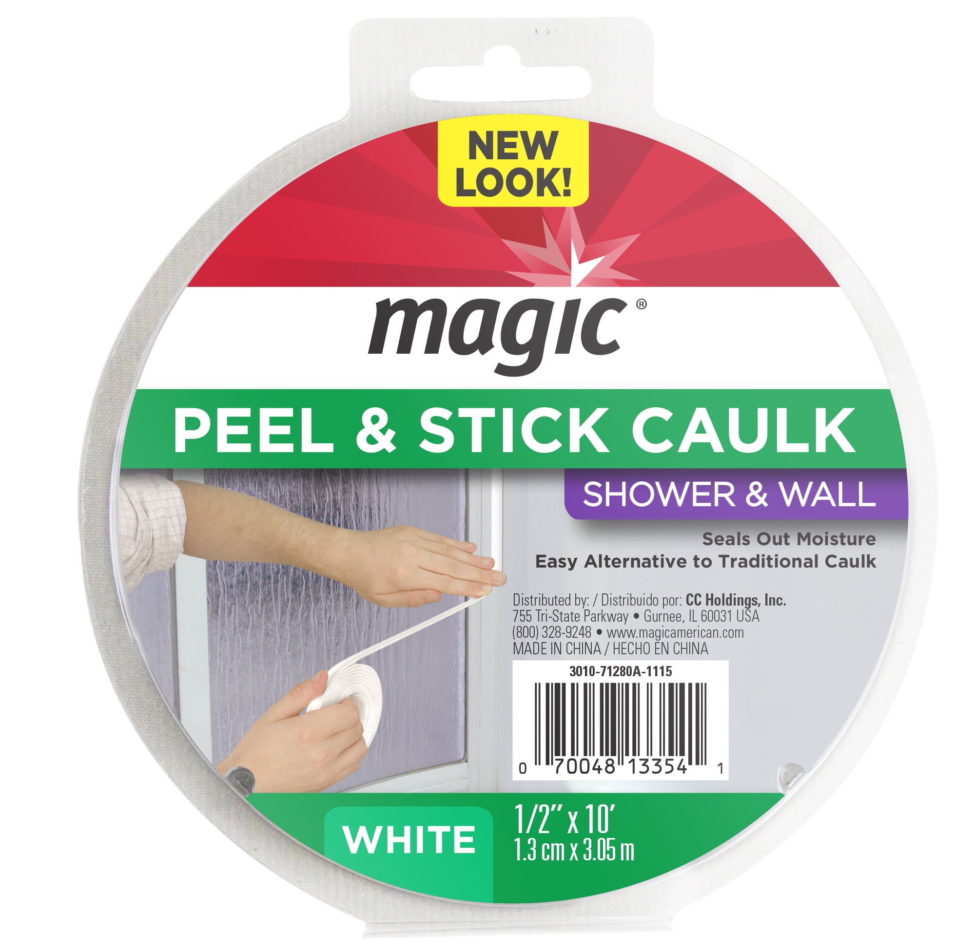 1-1/4 in x 5 ft Magic Tub and Floor Peel & Stick Caulk Strip in White 