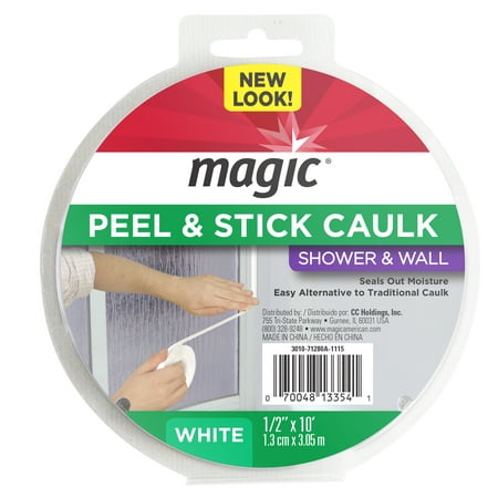Magic Shower & Wall Peel & Stick Caulk, White (Best Type Of Caulk For Shower)
