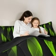thumbnail image 5 of jejeloiu Waves Geometric Stripe Queen Comforter Set,Black Green Bedding Comforter Set For Adults Reversible 3-Piece, 5 of 8